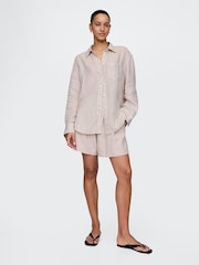 Gap Beige Heavyweight High Waisted Linen-Blend Shorts - Image 3 of 5