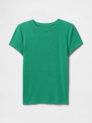 Verde - Camiseta corta de algodón y modal con diseño moderno de canalé de Gap - Imagen 4 de 5
