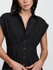 Черный - Gap 100% Cotton Poplin Button Front Midi Shirt Dress - Image 4 of 7