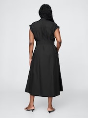 Черный - Gap 100% Cotton Poplin Button Front Midi Shirt Dress - Image 5 of 7