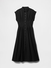 Черный - Gap 100% Cotton Poplin Button Front Midi Shirt Dress - Image 6 of 7