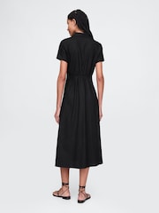 Gap Black Heavyweight Linen-Blend Midi Shirt Dress - Image 2 of 5