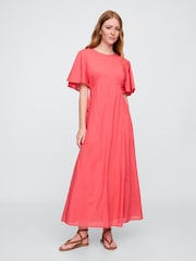 Gap Coral Pink Voile Flutter-Sleeve Maxi Dress - Image 1 of 5