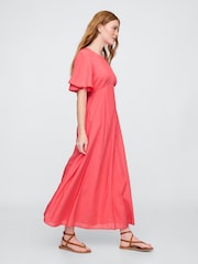 Gap Coral Pink Voile Flutter-Sleeve Maxi Dress - Image 3 of 5