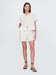 Gap White 100% Cotton Crinkle Gauze Easy Shorts - Image 3 of 4