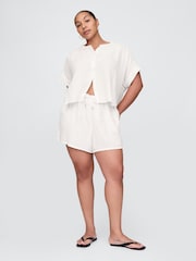 Gap White 100% Cotton Crinkle Gauze Easy Shorts - Image 4 of 4