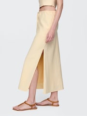 Gap Butter Yellow Heavyweight Linen-Blend Midi Skirt - Image 3 of 6
