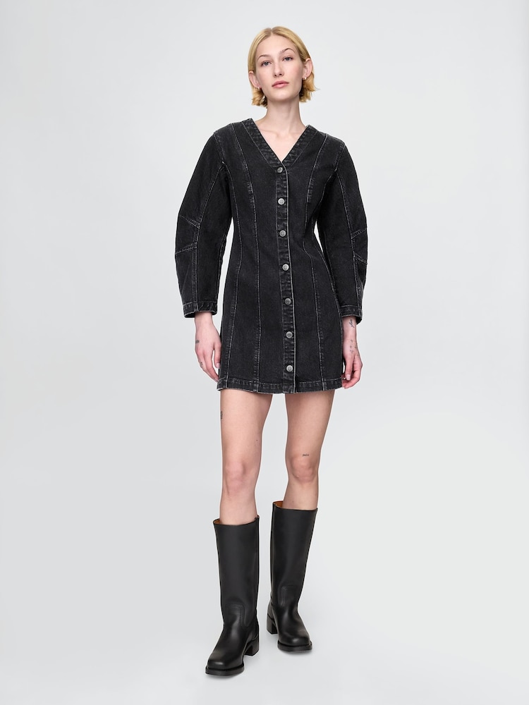 Rochie tip cămașă mini cu mânecă tip butoiaș Denim Gap - Image 1 of 4