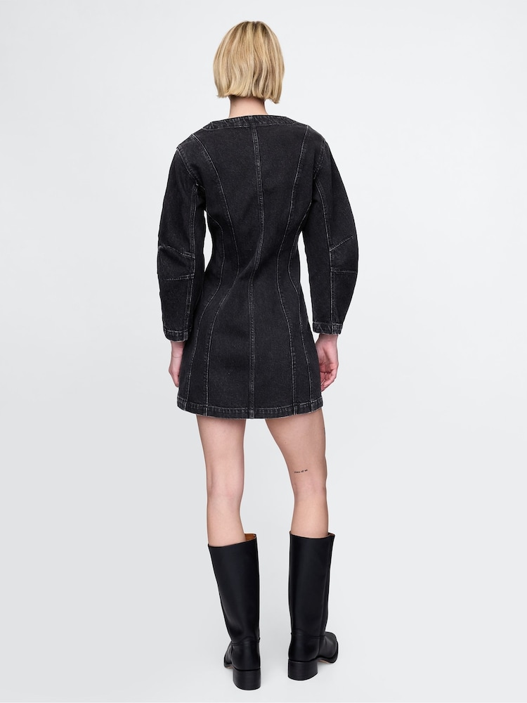Rochie tip cămașă mini cu mânecă tip butoiaș Denim Gap - Image 2 of 4