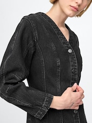 Rochie tip cămașă mini cu mânecă tip butoiaș Denim Gap - Image 4 of 4