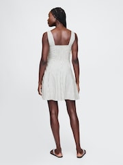 Gap Green Stripe Heavyweight Square Neck Linen-Blend Mini Dress - Image 2 of 4