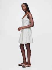 Gap Green Stripe Heavyweight Square Neck Linen-Blend Mini Dress - Image 3 of 4