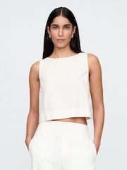 Gap White Heavyweight Linen-Blend Shell Vest - Image 1 of 5