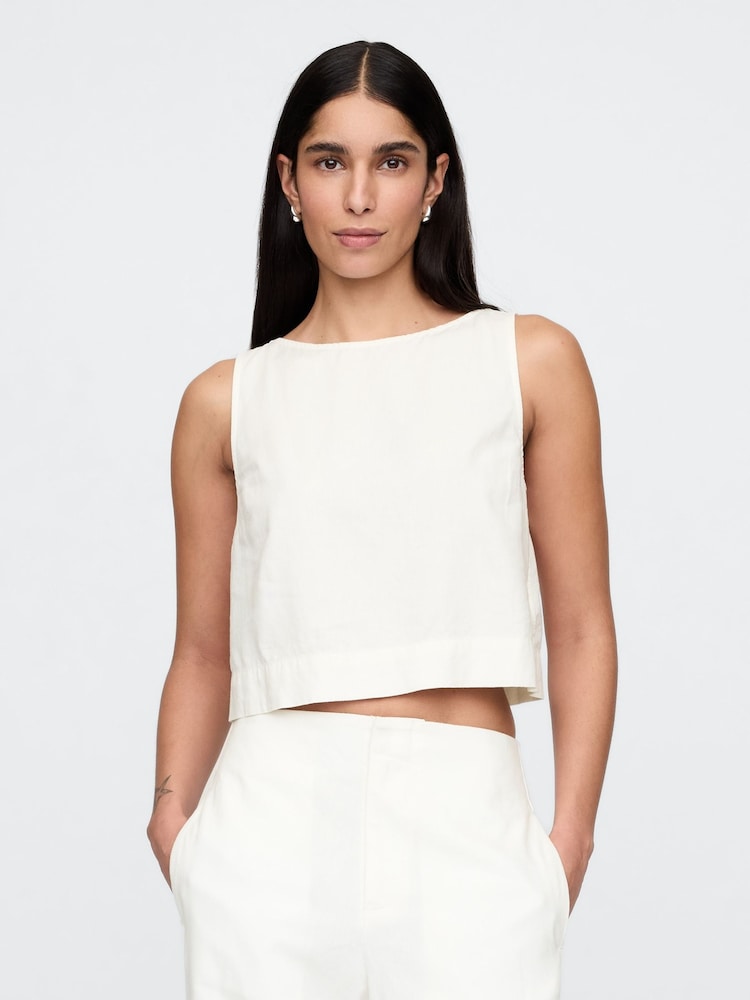 Gap White Heavyweight Linen-Blend Shell Vest - Image 1 of 5