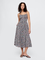 Gap Black Sea Shell Print Tie-Strap Cami Midi Dress - Image 1 of 5