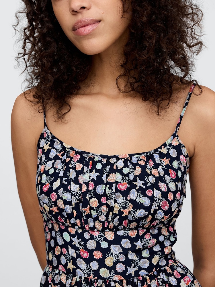 Gap Black Sea Shell Print Tie-Strap Cami Midi Dress - Image 5 of 5