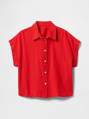 Gap Red Linen-Blend Cropped Shirt - Image 4 of 4