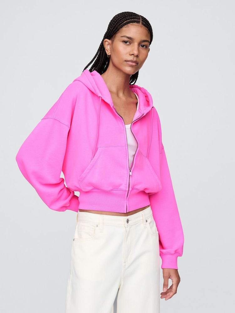 Roze - Gap Vintage zachte hoodie met rits en wig - Image 1 of 4