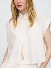 Gap White Linen-Blend Cropped Shirt - Image 1 of 3