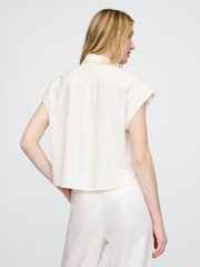 Gap White Linen-Blend Cropped Shirt - Image 2 of 3