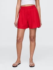 Gap Red Heavyweight High Waisted Linen-Blend Shorts - Image 1 of 4