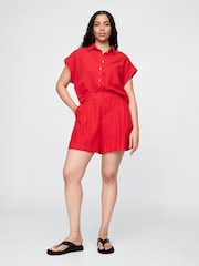 Gap Red Heavyweight High Waisted Linen-Blend Shorts - Image 4 of 4