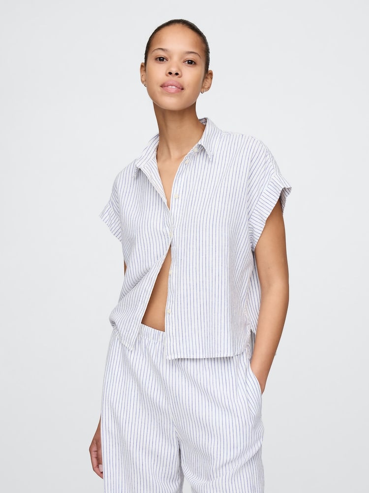 Raya azul - Camisa corta en mezcla de lino de Gap - Imagen 1 de 5