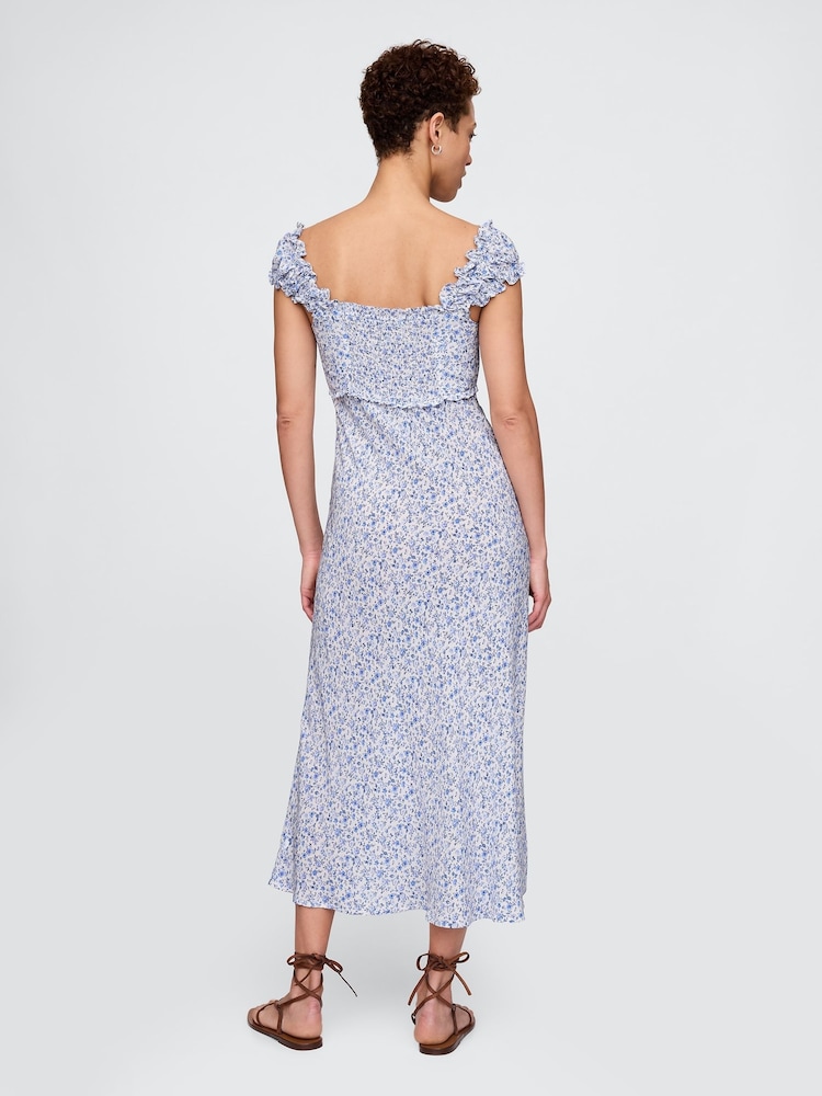 Gap Blue Sweetheart Crepe Midi Dress - Image 2 of 5