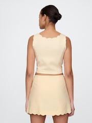 Gap Butter Yellow Heavyweight Linen-Blend Scalloped Cropped Top - Image 2 of 4