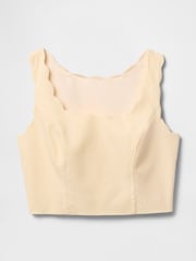 Gap Butter Yellow Heavyweight Linen-Blend Scalloped Cropped Top - Image 4 of 4