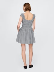 Gap Black & White Gingham 100% Cotton Tie-Front Smocked Waist Mini Dress - Image 2 of 7