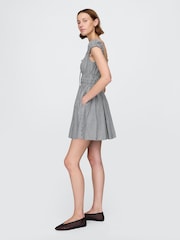 Gap Black & White Gingham 100% Cotton Tie-Front Smocked Waist Mini Dress - Image 3 of 7