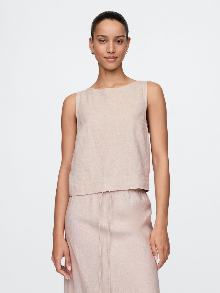 Gap Beige Heavyweight Linen-Blend Shell Vest - Image 1 of 4