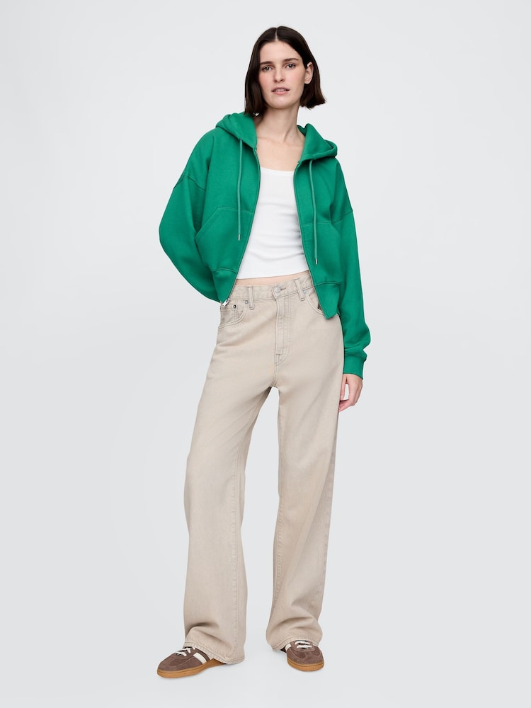 Gap Green Vintage Soft Full-Zip Wedge Hoodie - Image 1 of 3