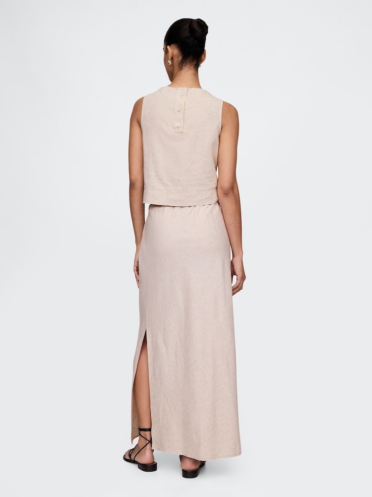 Gap Beige Heavyweight Linen-Blend Midi Skirt - Image 2 of 5