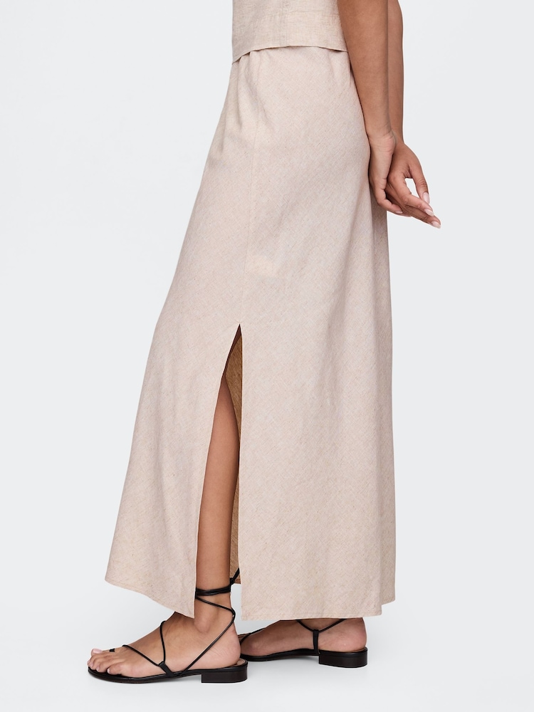 Gap Beige Heavyweight Linen-Blend Midi Skirt - Image 3 of 5