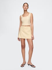 Gap Butter Yellow Heavyweight Linen-Blend Scalloped Mini Skirt - Image 1 of 5