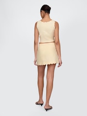 Gap Butter Yellow Heavyweight Linen-Blend Scalloped Mini Skirt - Image 2 of 5