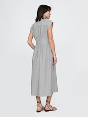 Gap Black Stripe 100% Cotton Poplin Button Front Midi Shirt Dress - Image 2 of 9
