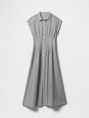 Gap Black Stripe 100% Cotton Poplin Button Front Midi Shirt Dress - Image 4 of 9