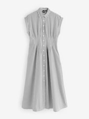 Gap Black Stripe 100% Cotton Poplin Button Front Midi Shirt Dress - Image 5 of 9