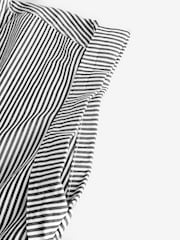 Gap Black Stripe 100% Cotton Poplin Button Front Midi Shirt Dress - Image 7 of 9
