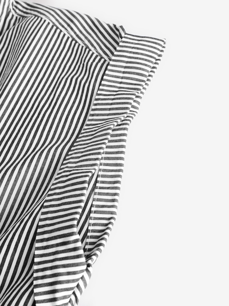 Gap Black Stripe 100% Cotton Poplin Button Front Midi Shirt Dress - Image 7 of 9