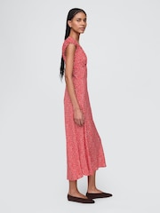 Gap Red Sweetheart Neck Floral Midi Dress - Image 3 of 7