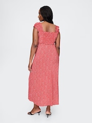 Gap Red Sweetheart Neck Floral Midi Dress - Image 5 of 7