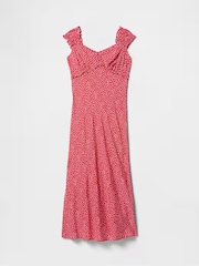 Gap Red Sweetheart Neck Floral Midi Dress - Image 6 of 7
