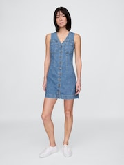 Gap Blue V-Neck Denim Mini Dress - Image 1 of 9
