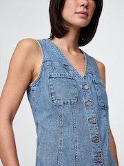 Gap Blue V-Neck Denim Mini Dress - Image 5 of 9