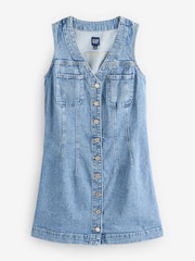 Gap Blue V-Neck Denim Mini Dress - Image 6 of 9