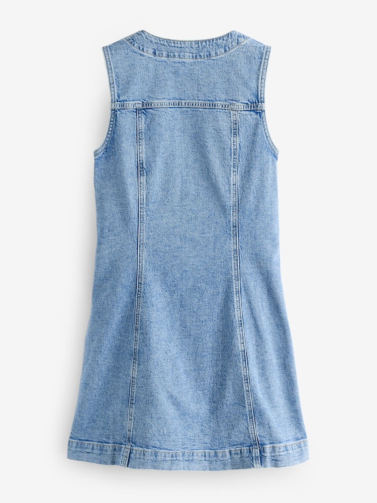 Gap Blue V-Neck Sleeveless Denim Mini Summer Dress - Image 7 of 9
